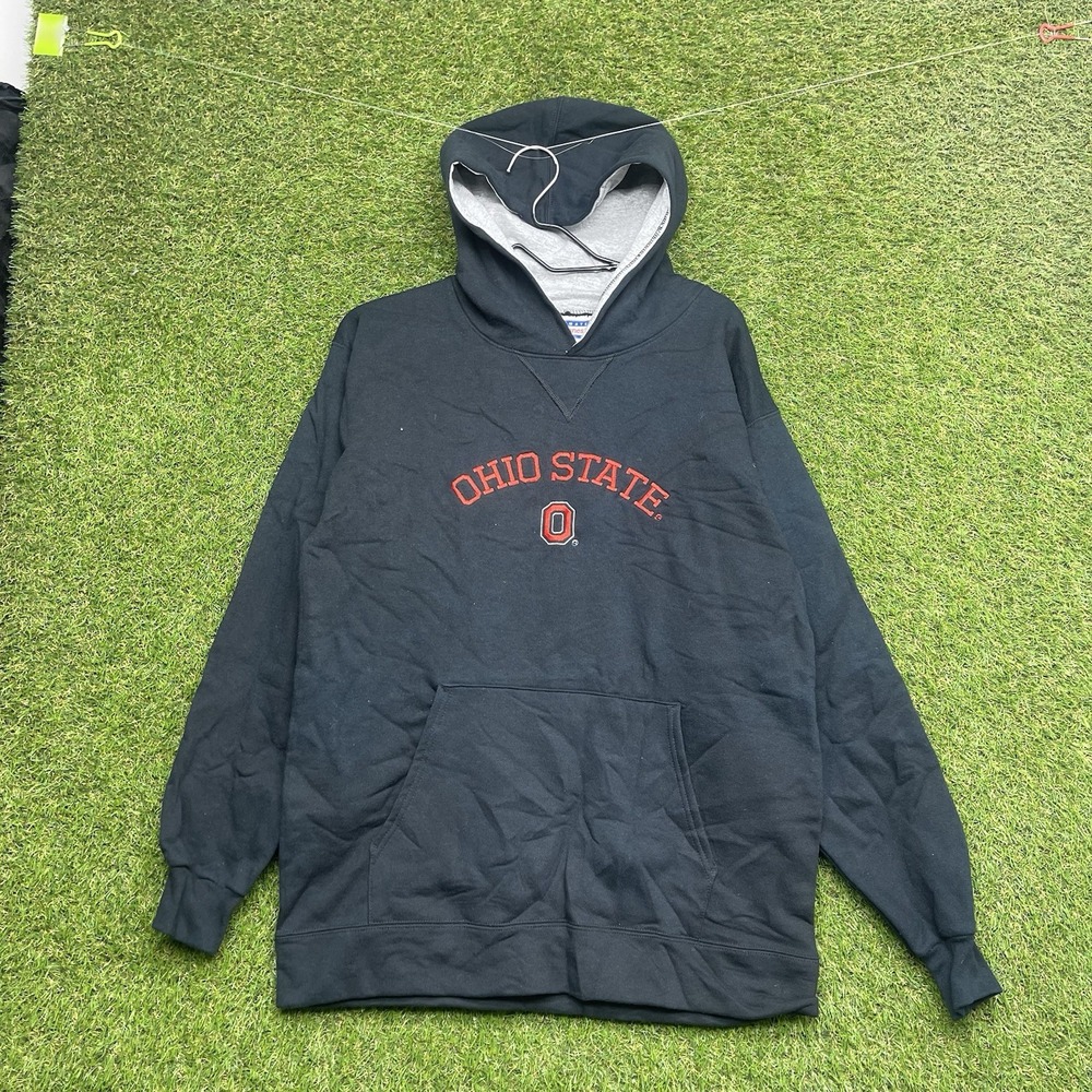Vintage Ohio State Hoodie Mens Small Black OSU Buckeyes NCAA Football 90s NWT